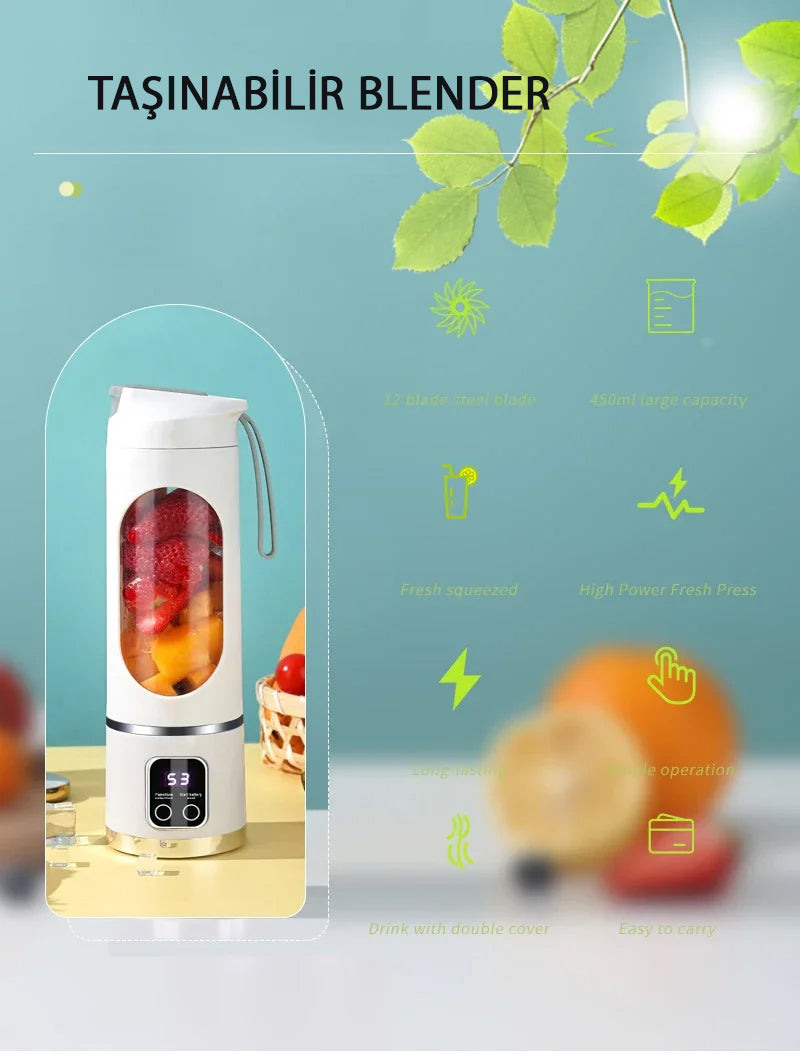 Xiaomi Taşınabilir Mini Blender – Smoothie, Meyve Suyu ve Karışım Hazırlama Makinesi